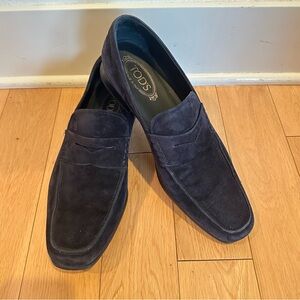 Tod's Classic Penny Loafers Suede Navy Size 9.5